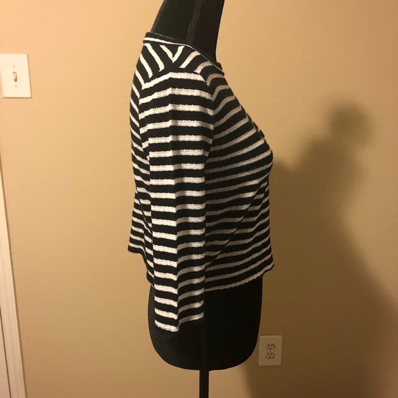Cropped! M Free People Striped Crop 3/4 Sleeve - Picture 3 of 4
